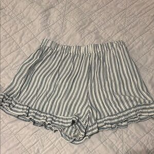 Striped Ruffle Hem Women Shorts